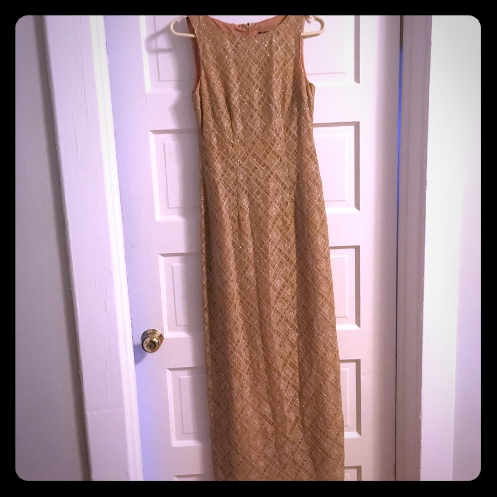 Sz6 Gold, Sparkle, Simple, A-Line Cynthia Rowley Gown